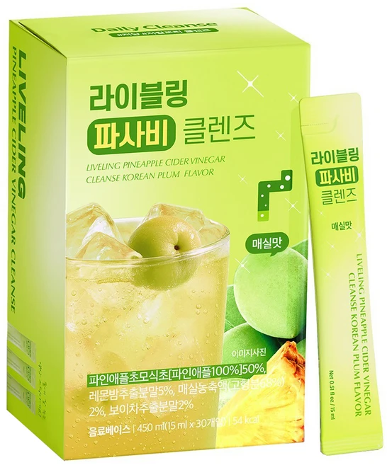 라이블링 파인쏙 클렌즈 매실맛 스틱 30p, 15ml, 1박스 - 쿠팡