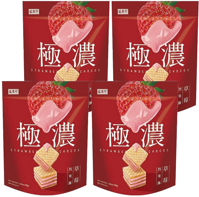 盛香珍 極濃草莓巧克酥, 115g, 4包