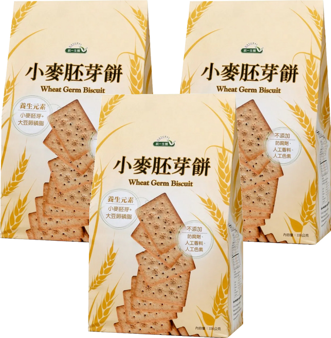 統一生機 小麥胚芽餅, 336g, 3包