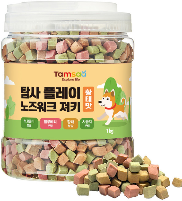 탐사 강아지 플레이 노즈워크 말랑 져키 간식, 황태맛, 1kg, 1개