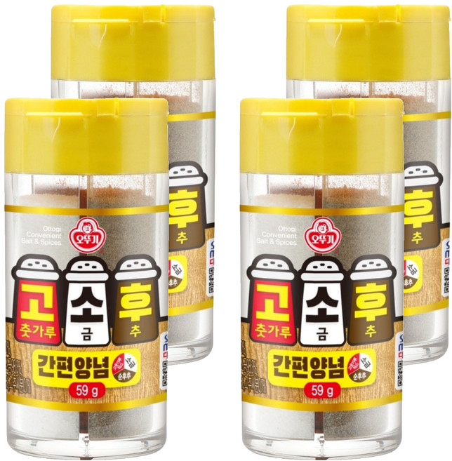 OTOKI 不倒翁 辣椒粉&鹽巴&胡椒粉三合一調味罐, 59g, 4罐