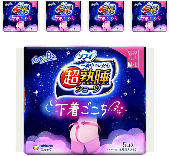 SOFY 蘇菲 日本原裝進口 超熟睡褲 夜用量多, M~L, 5片, 5包