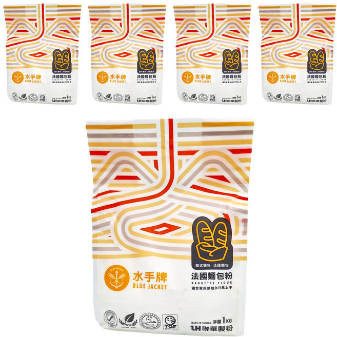 聯華製粉 BLUE JACKET 水手牌 法國麵包粉, 1kg, 5包