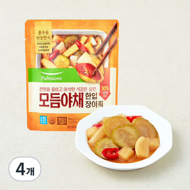 풀무원 모듬야채 한입장아찌, 300g, 4개