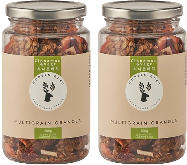 모던구루 시나몬 앤 베지터블 수제 그래놀라, 200g, 2개
