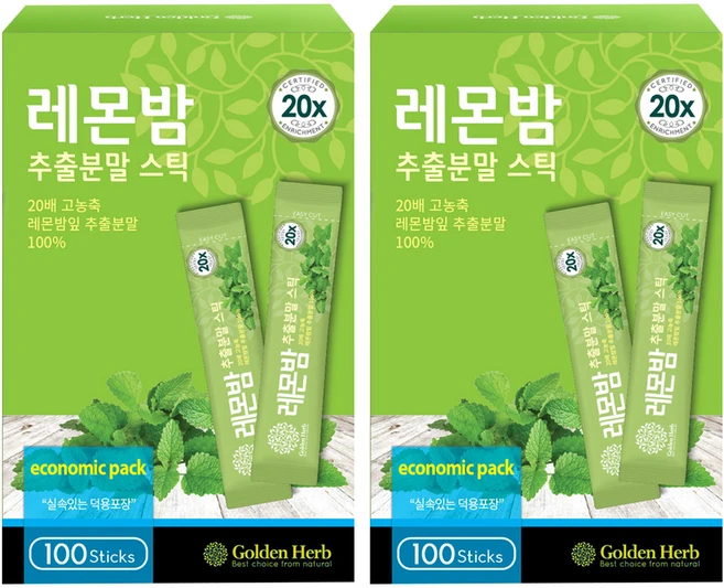 골든허브 레몬밤 추출분말 스틱, 2개, 100g - 쿠팡