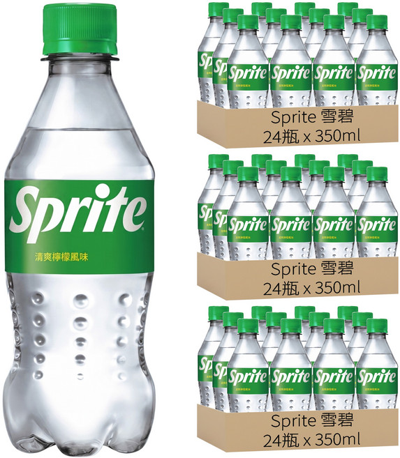 Sprite 雪碧 清爽檸檬風味, 350ml, 72瓶
