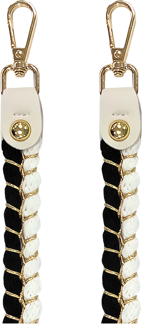 Timo 小香名媛滾邊背帶 XX-LB2P 19 x 19 x 3mm, 黑色 + 白色, 1個