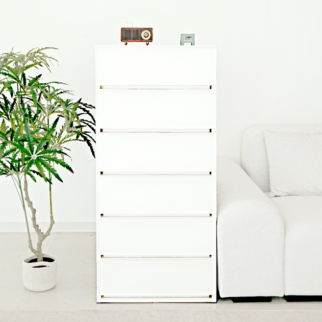 엠비코 국내 제조 모던 와이드 서랍장, 6단, 화이트