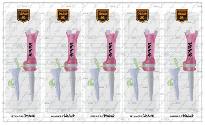 Volvik E-TEE高爾夫球釘座, 粉色, 5組