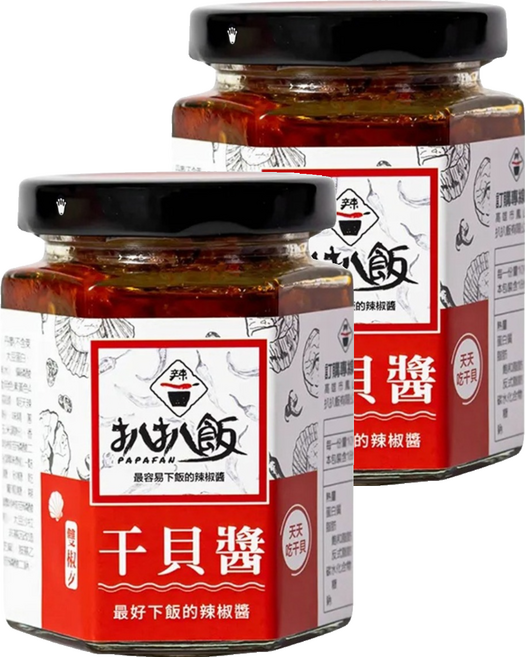 扒扒飯 雙椒干貝醬, 180g, 2罐