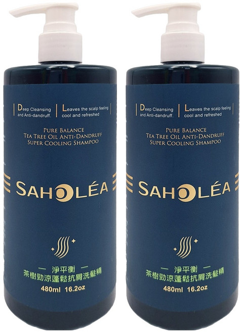 SAHOLEA 森歐黎漾 淨平衡茶樹勁涼蓬鬆抗屑洗髮精, 480ml, 2瓶