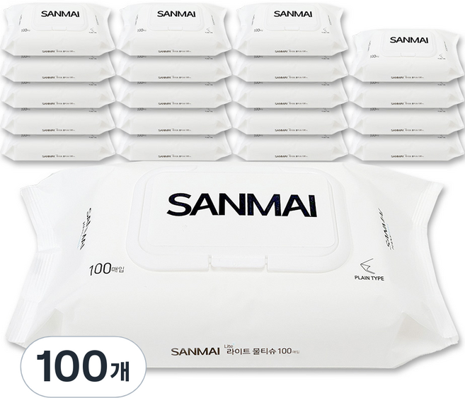 한스웰 SANMAI 저자극 라이트 물티슈 캡형, 40g, 100매입, 100개