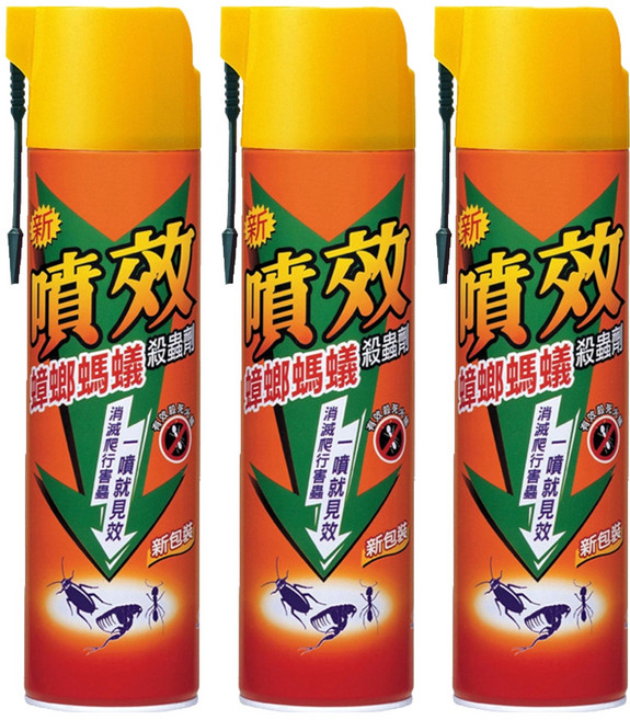 噴效 蟑螂螞蟻殺蟲劑, 600ml, 3瓶