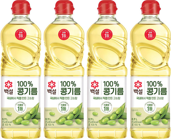 백설 콩기름, 900ml, 4개