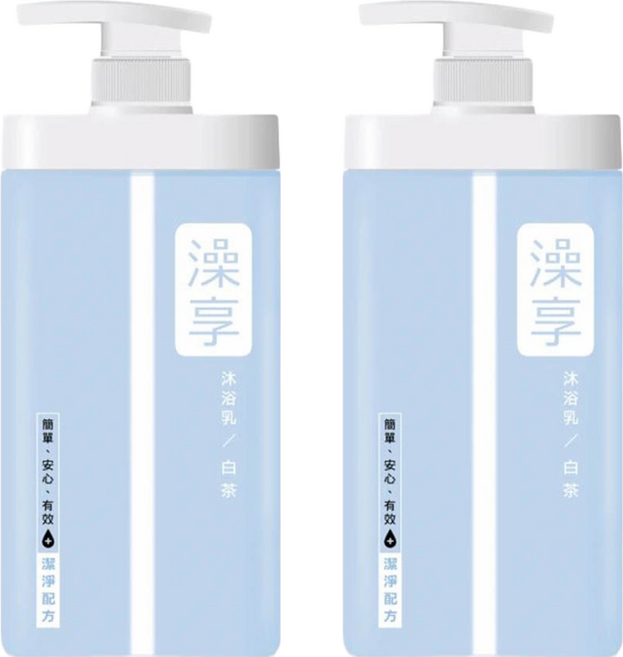 澡享 沐浴乳 白茶 溫和洗淨 清爽不黏膩, 1kg, 2瓶