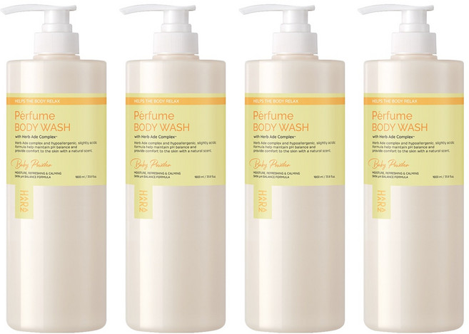 하라즈 퍼퓸 바디워시 베이비파우더향, 1L, 4개