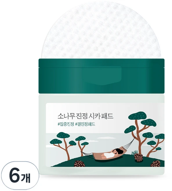 라운드랩 소나무 진정 시카 패드 195ml, 50개입, 6개 - 쿠팡