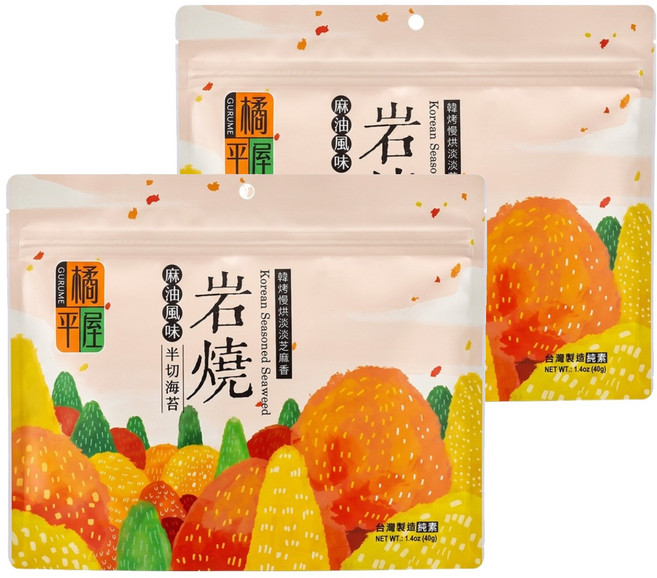 橘平屋 岩燒半切海苔 麻油風味, 40g, 2包