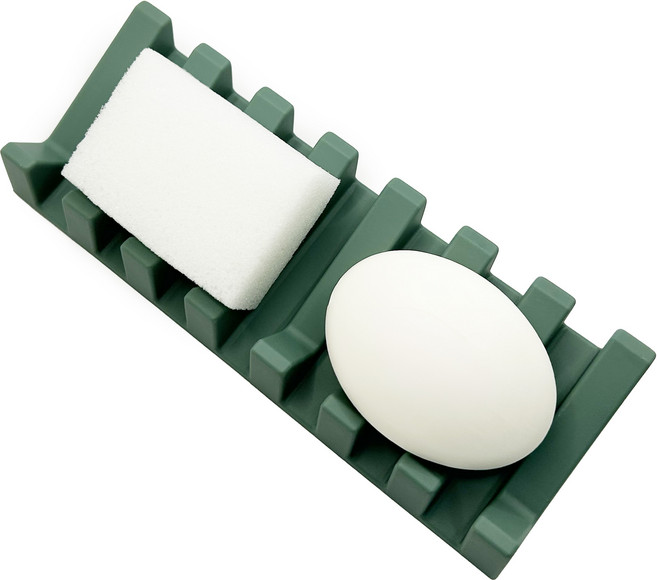 바코젤 논슬립 실리콘 비누받침 롱사이즈, 그린, 1개