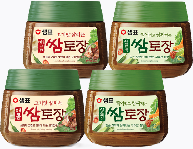 샘표 시골식 쌈토장 2p + 매콤 쌈토장 2p, 1세트, 450g