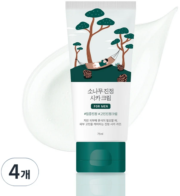 라운드랩 포 맨 소나무 진정 시카 크림, 75ml, 4개 - 쿠팡