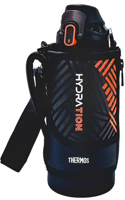 THERMOS 膳魔師 真空斷熱直飲彈蓋保冷運動水壺 FJS-800F-BKOR, 1個, 800ml, 黑色/橘色