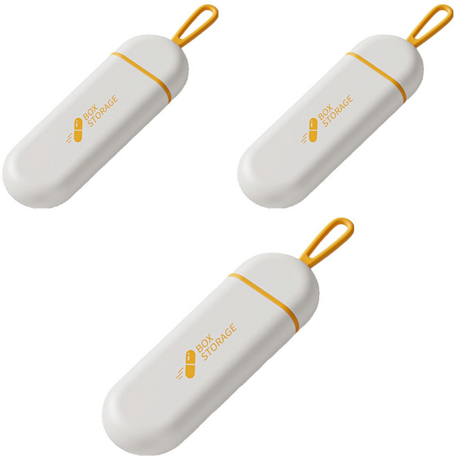 네스팅홈 방수 휴대용 3칸 미니 알약 케이스 화이트 오렌지, 3개