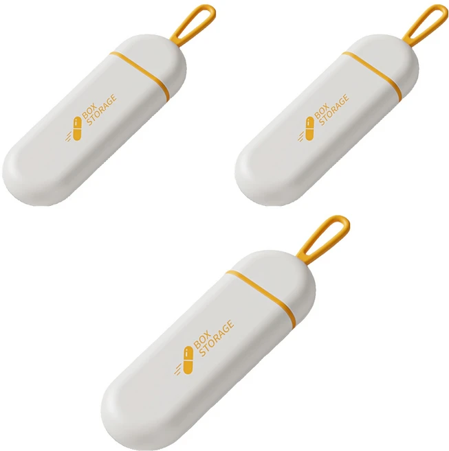 네스팅홈 방수 휴대용 3칸 미니 알약 케이스 화이트 오렌지, 3개 - 쿠팡