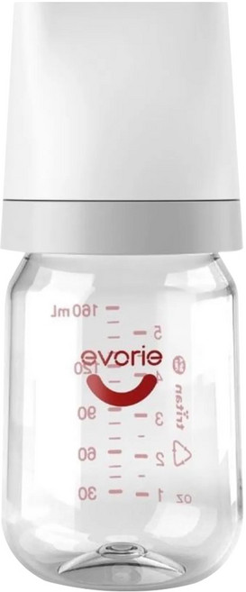 evorie 愛得利 PPSU寬口徑奶瓶 EA-201 0~3個月, 白色 + 灰色, 160ml, 1個