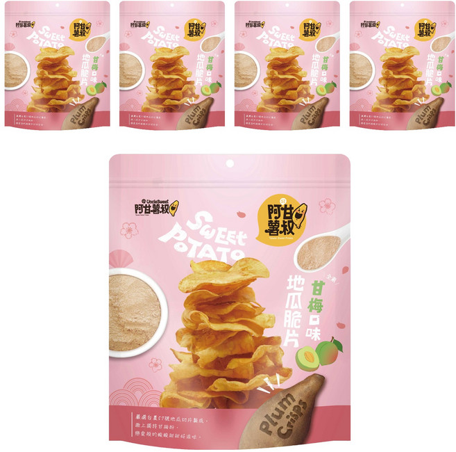Uncle Sweet 阿甘薯叔 地瓜脆片 全素 甘梅口味, 150g, 5包