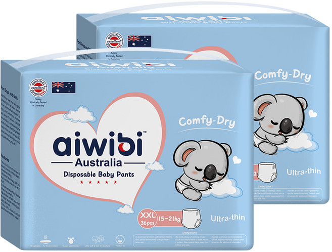 aiwibi 愛薇彼 清新乾爽透氣輕薄 褲型尿布 15~21kg, 2XL, 72片