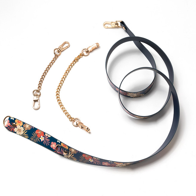 ekax 時尚可調節皮革掛環背帶, 扶桑花女孩 深藍色, 1條