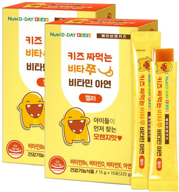 뉴트리디데이 키즈 짜먹는 비타쭈 비타민 아연 젤리 15p, 225g, 2개