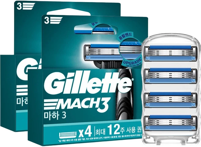질레트 정품 마하3 면도날, 4개입, 2개 - 쿠팡