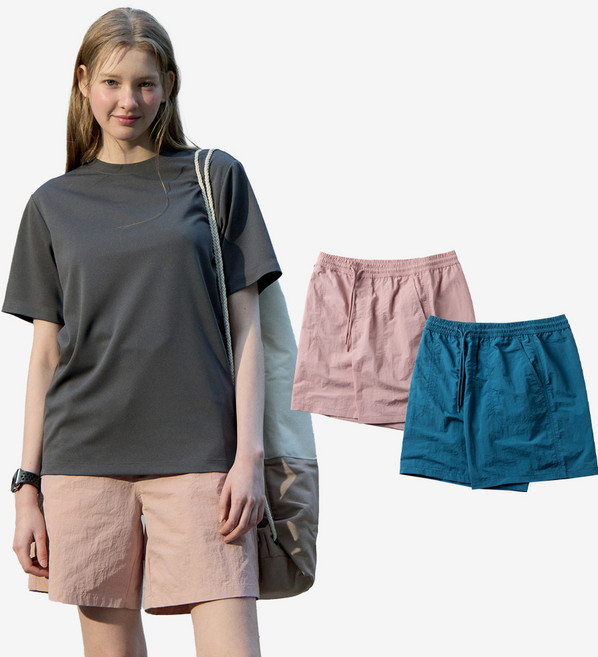 베이직하우스 남녀공용 나일론 스트링밴드 하프팬츠 2p 세트 LZHP3103