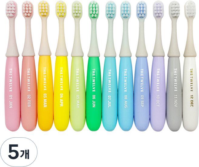 더트웰브 2단계 토들러 칫솔 12~36개월, 파스텔, 12개입, 5세트