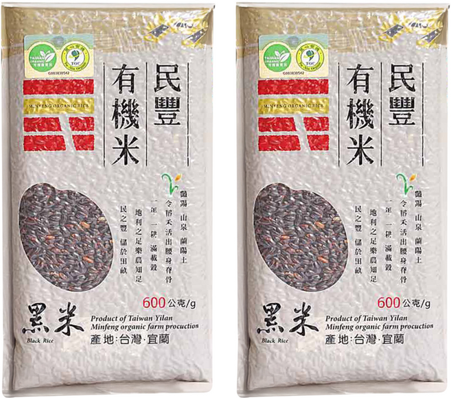 民豐 有機黑米, 600g, 2包
