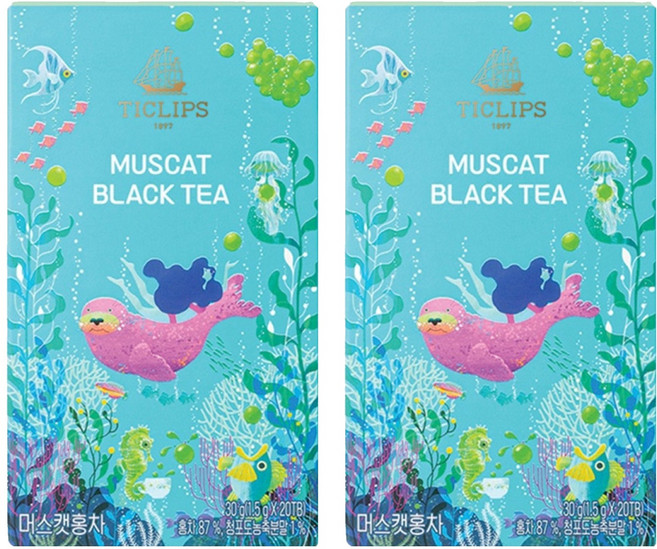 SSANGGYE Ticlips麝香葡萄斯里蘭卡紅茶茶包, 1.5g, 20個, 2盒