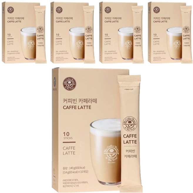 커피빈 카페 라떼 커피믹스, 14g, 10개입, 5개