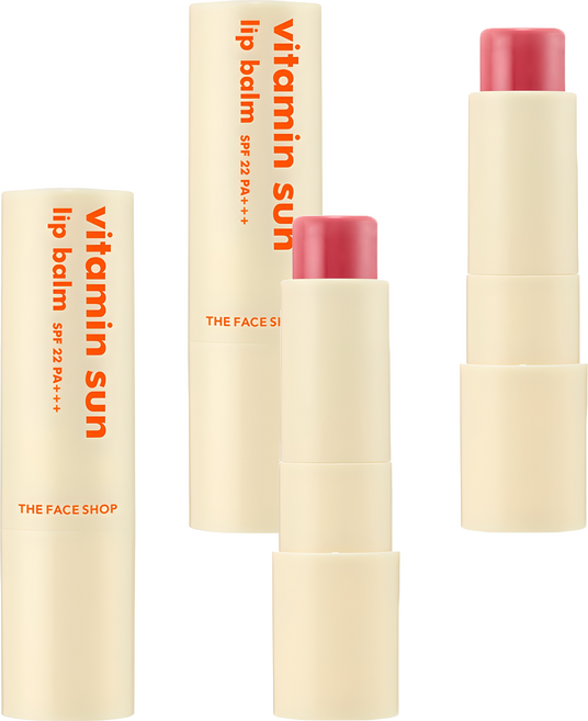 THE FACE SHOP 菲詩小舖 維他命防曬護唇膏, 粉紅色, 2個