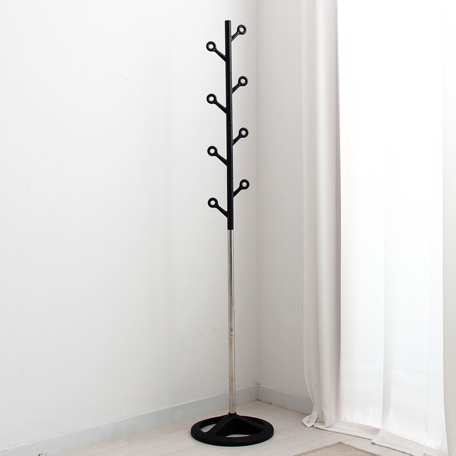 올리빙 국내 제조 스탠드 옷걸이 열매형 1개, 블랙