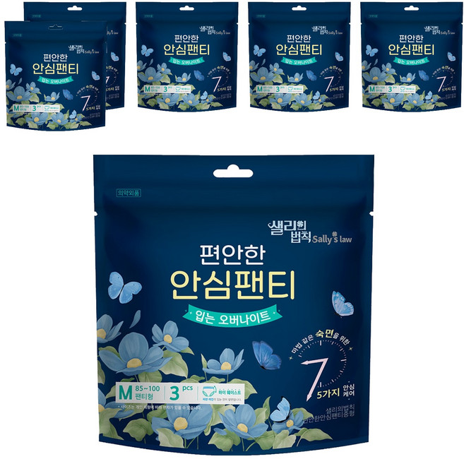 샐리의법칙 안심 입는 오버나이트 팬티형, 중형, 3개입, 6개