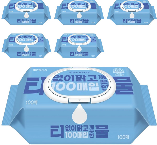 코디 티없이 맑고 깨끗한 물티슈 캡형, 35g, 100매, 6개
