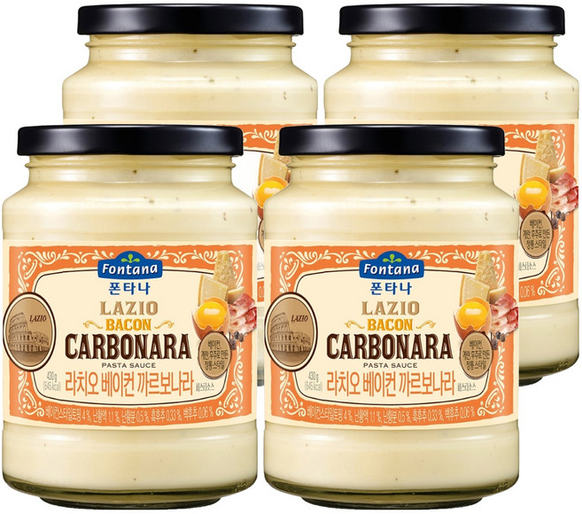 폰타나 라치오 베이컨 까르보나라 파스타소스, 430g, 4개