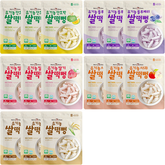 맛있는풍경 유기농 쌀떡뻥 5종 세트, 25g, 3세트