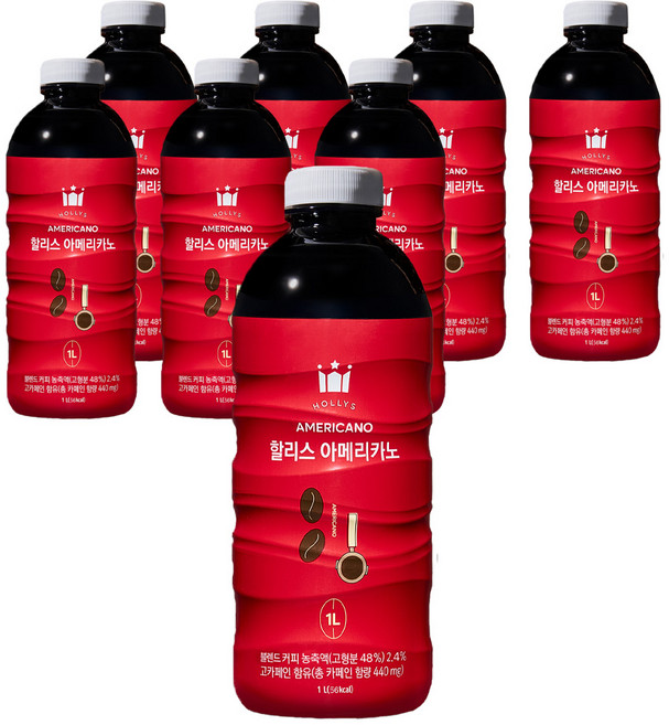 할리스 아메리카노 병커피, 1L, 1개입, 8개