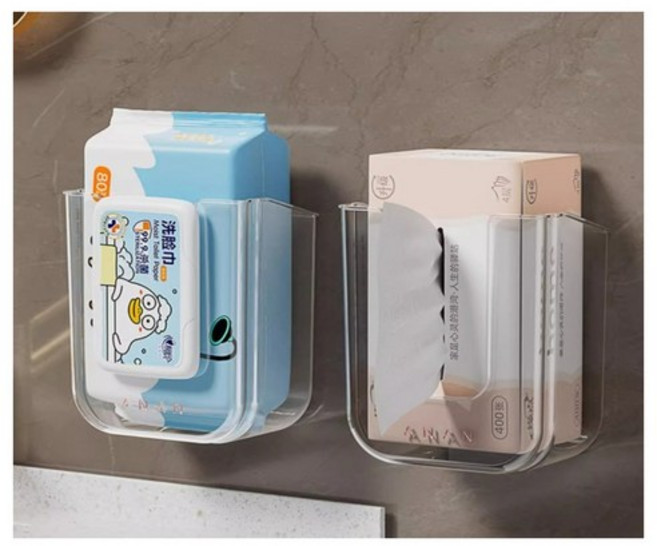 뉴토피아 벽걸이 욕실 물티슈 수납함 12.5 x 15 x 7.5cm, 2개, 투명흰색