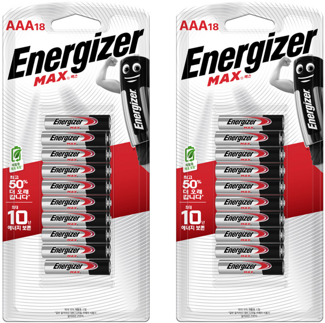 에너자이저 맥스 AAA건전지, 18개입, 2개