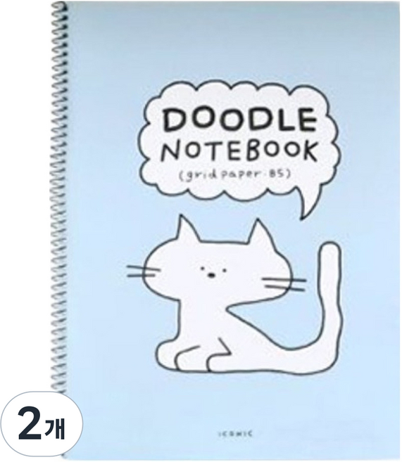 아이코닉 두들 스프링 모눈 노트 B5, 2개, 07 스카이 블루